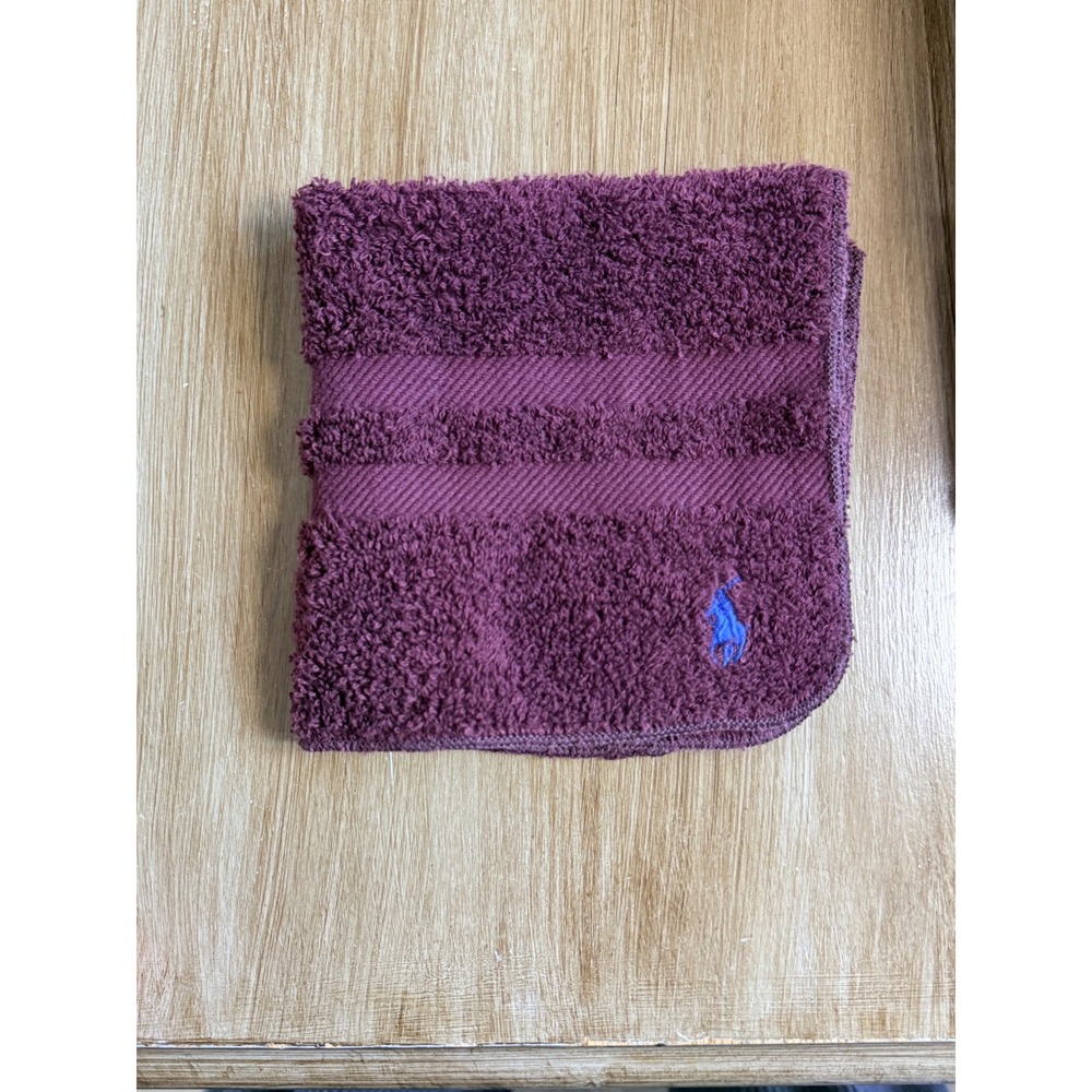 Vintage Ralph Lauren Plum/ Wine 3pc Bath Towel Set Blue Pony Logo - Picture 2 of 7